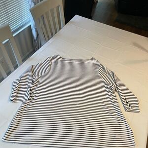 Appleseed Black and White Striped 3/4 Sleeve Top 1x